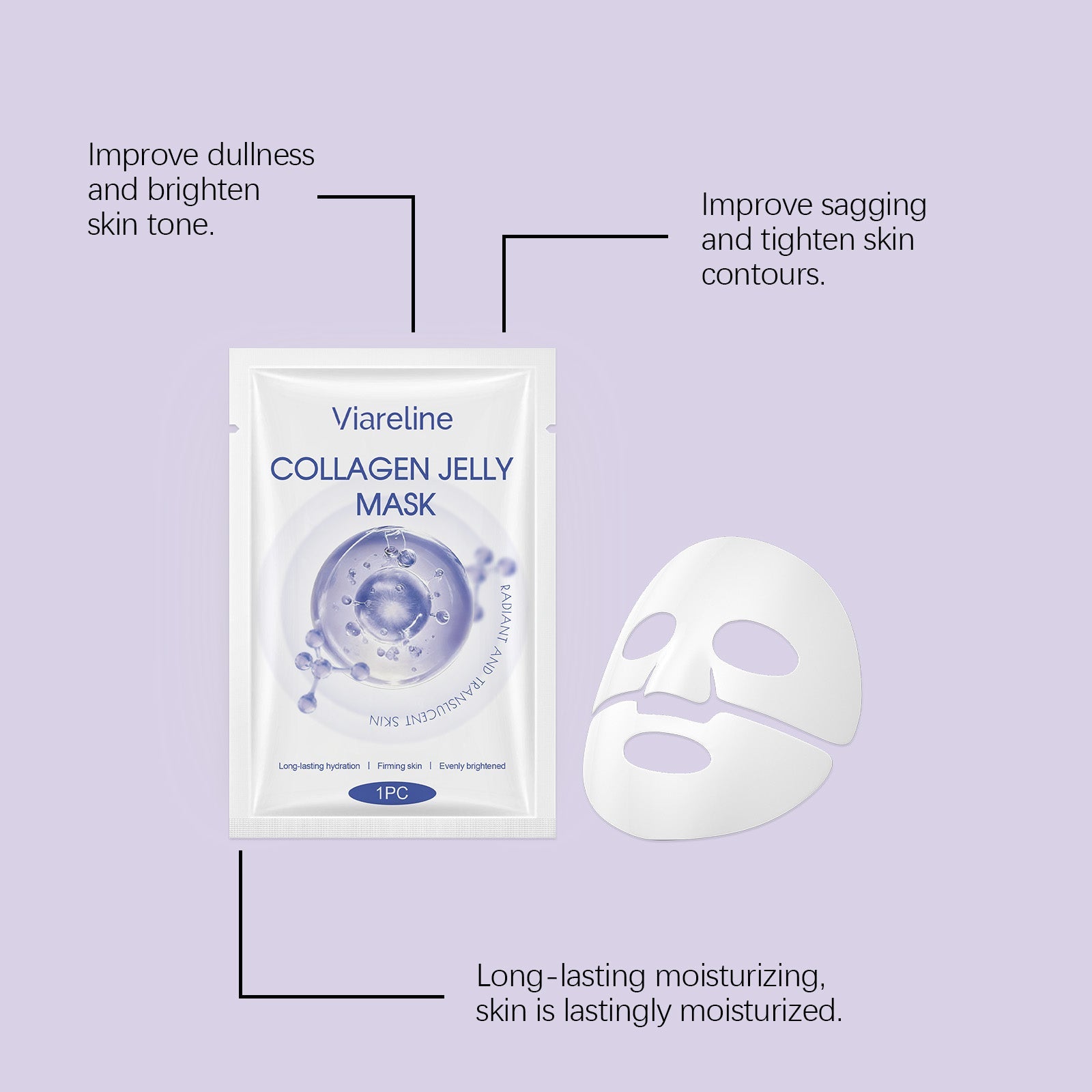 Collagen Facial Mask, Hydrating, Brightening, Anti-Aging, Peel-Off, Moisturizer ,1pcs