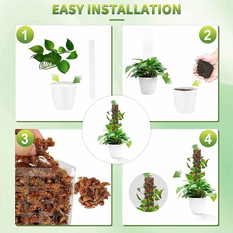 4pcs 24 inch Plastic Moss Pole for Plants Sphagnum Moss Monstera Plants Climbing Poles