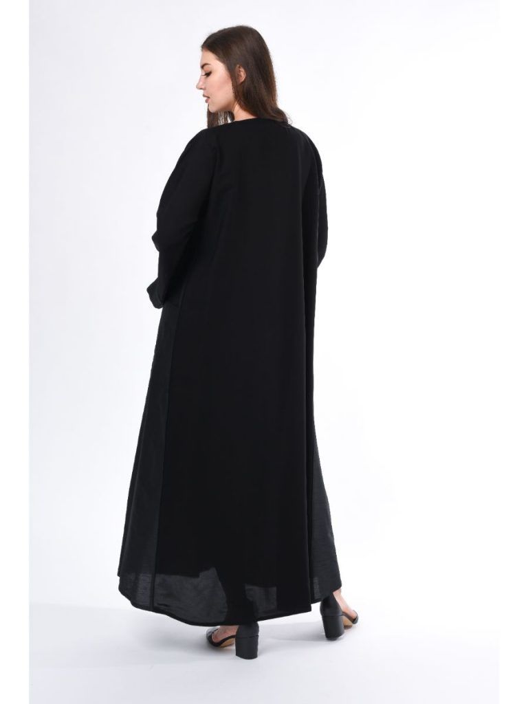 MOiSTREET Black Abaya with Panel