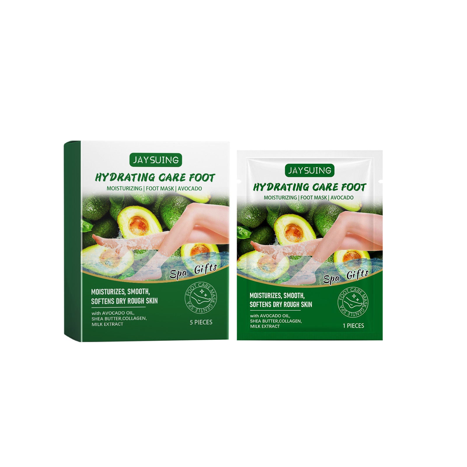 Avocado Foot Mask, Hydrating, Nourishing, Softening, Spa Foot Care, Moisturizing Treatment ,5pcs