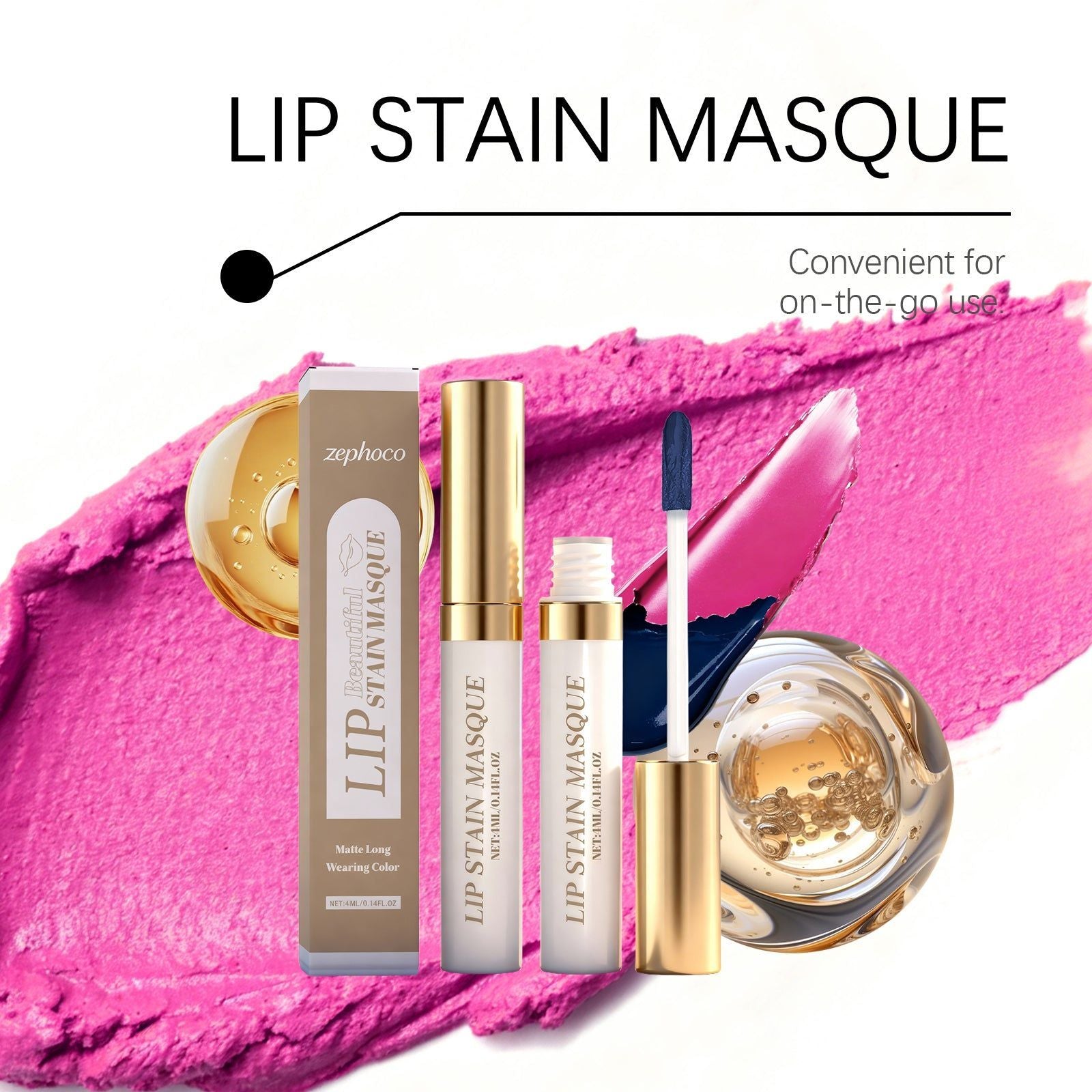 Matte Peel-Off Lip Gloss, Long-Lasting, Moisturizing, Natural Color, Trendy Lip Makeup ,4ml
