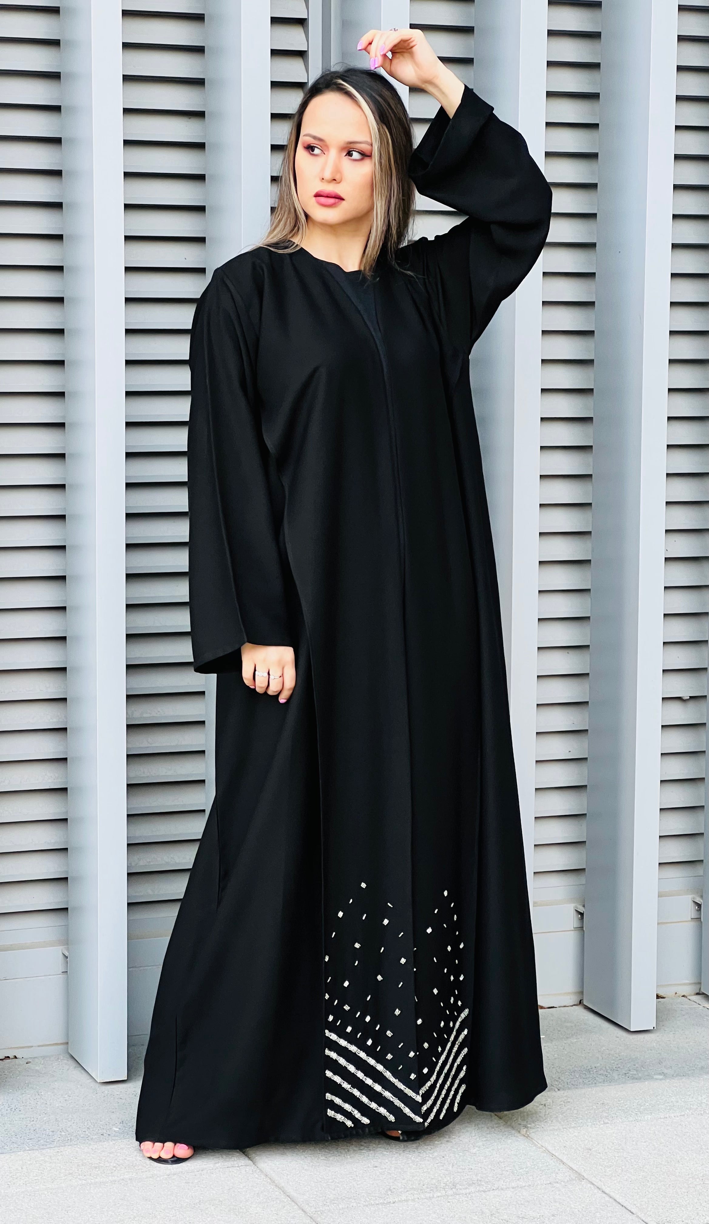 MOiSTREET Embroidered Korean Nada Black Abaya
