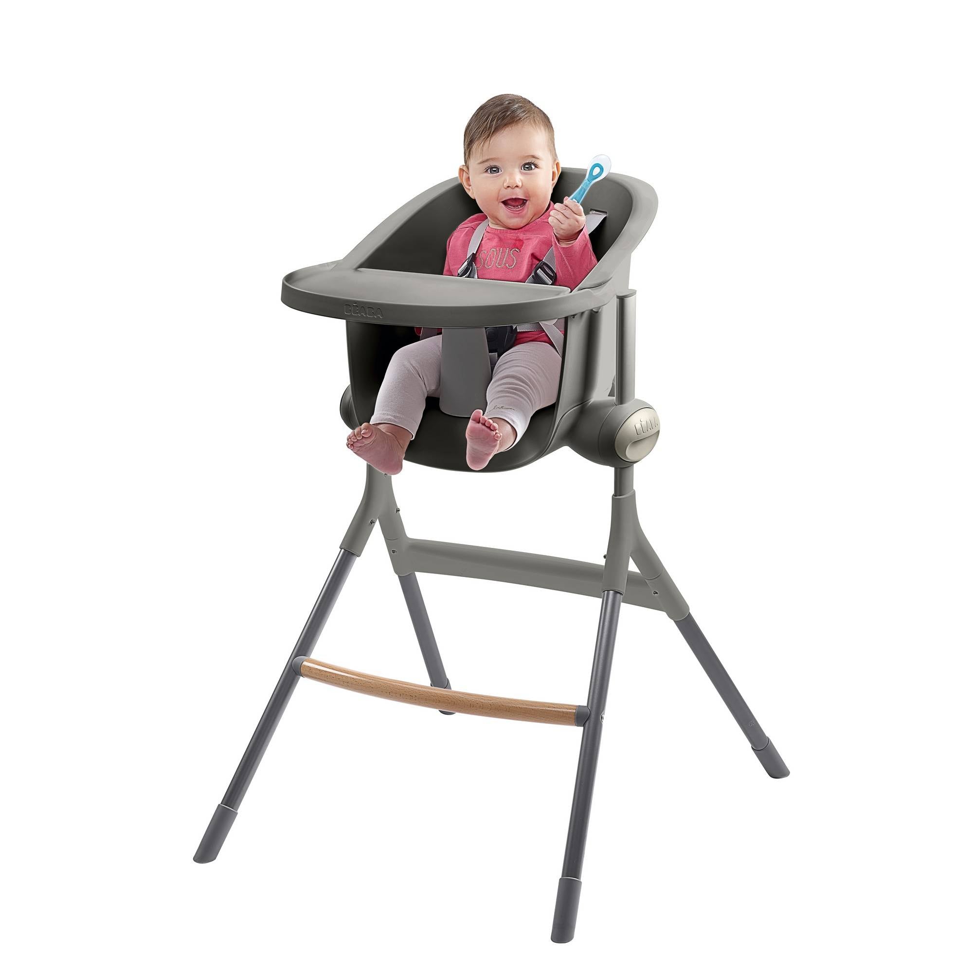 Beaba High Chair Up & Down Textile Seat Mineral/Grey
