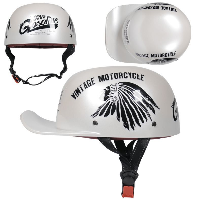Retro Open Face Painted Helmet Baseball Cap Half Helmet For Motorcycle Electric Car
