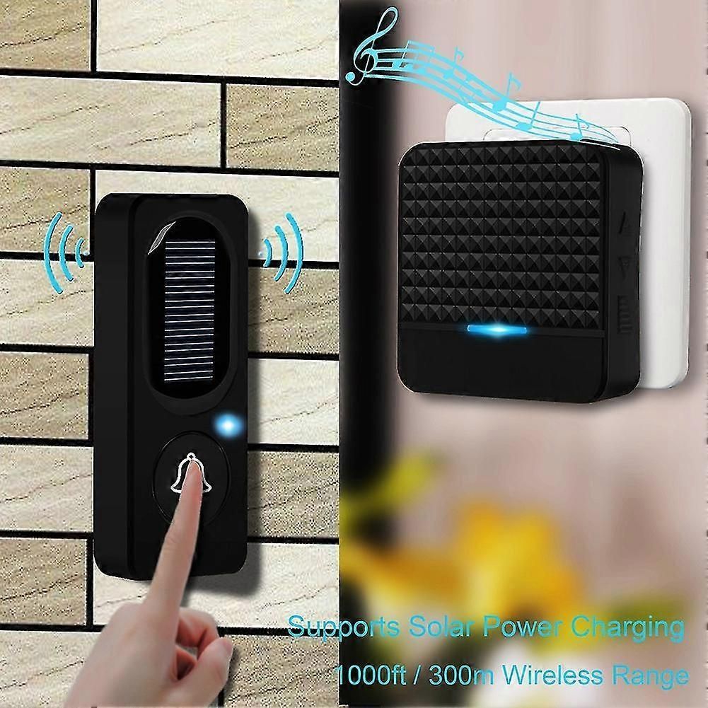 Wireless Solar Doorbell Ip65 Waterproof 300m Doorbells Chime Kit Solar Power Charging Outdoor Doorb