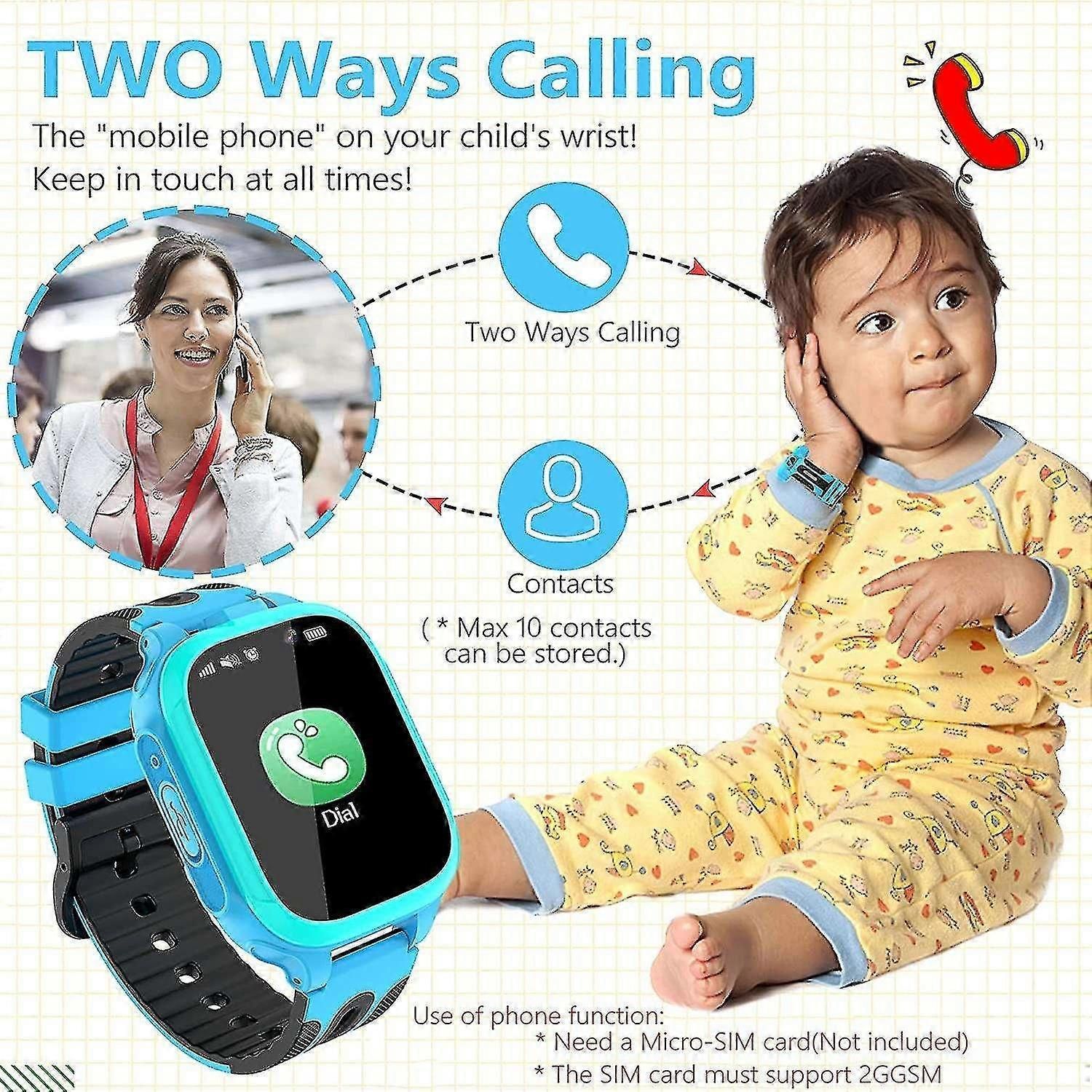 Kids Smartwatch with Dual Cameras & 14 Games - Call/Music Player for Boys/Girls Aged 5-12