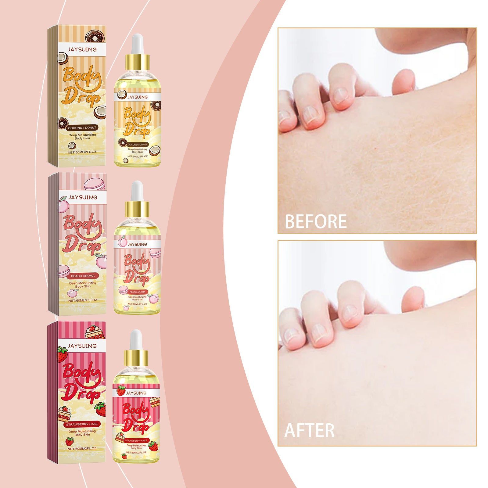 Skin Care Body Oil, Moisturizing, Firming, Natural Apricot, Hydrating, Massage ,60ml