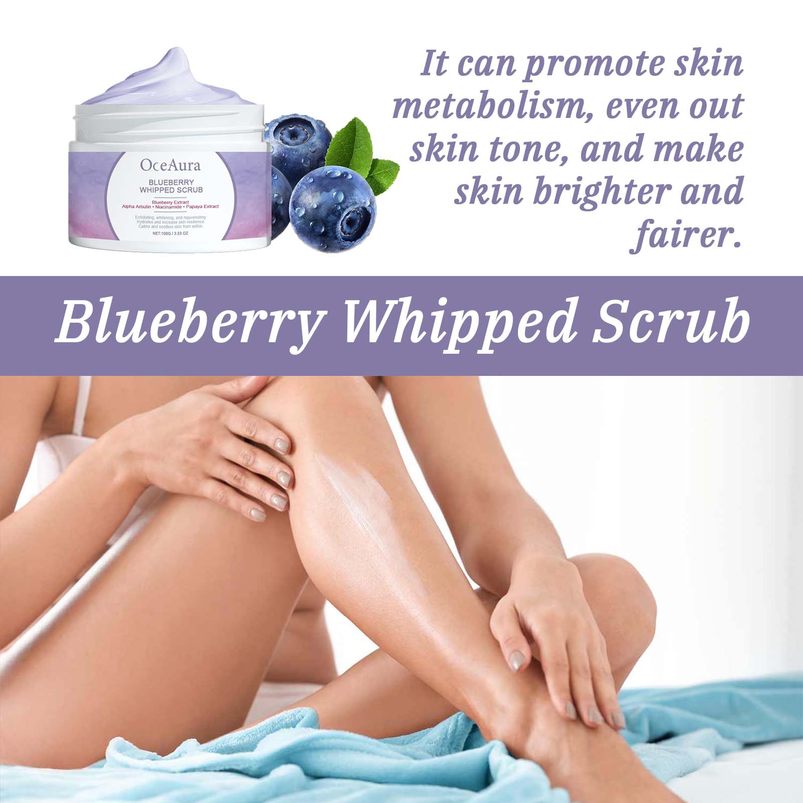 Blueberry Body Exfoliation Scrub, Brightening, Dull Skin Removal, Smooth & Radiant ,100g