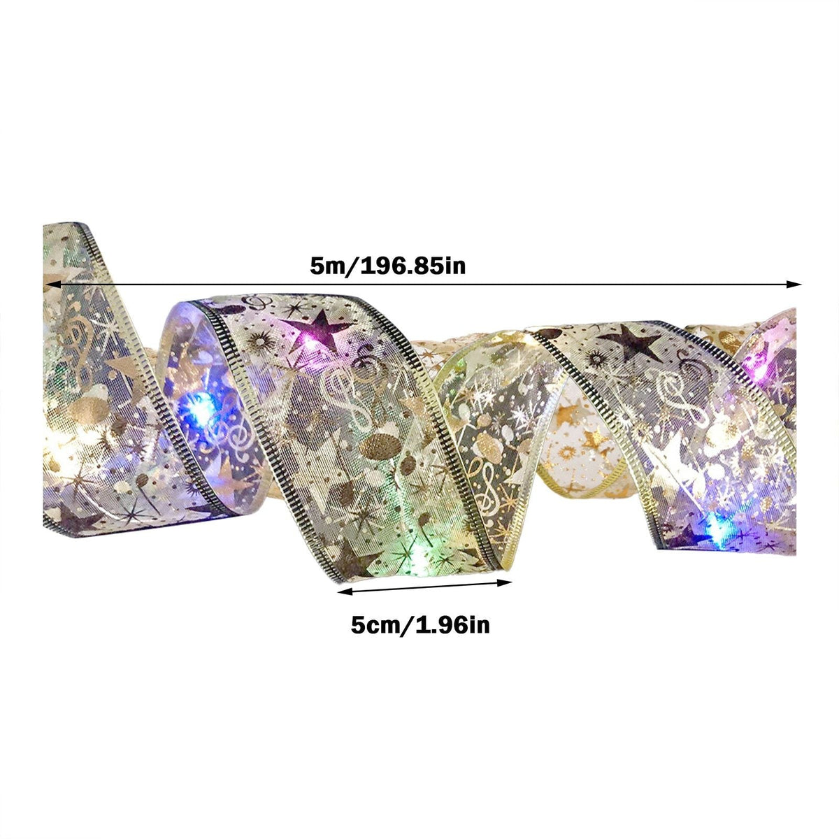 LED Ribbon Fairy Strings Lights Holiday Christmas Tree Decorations Party Ornaments
