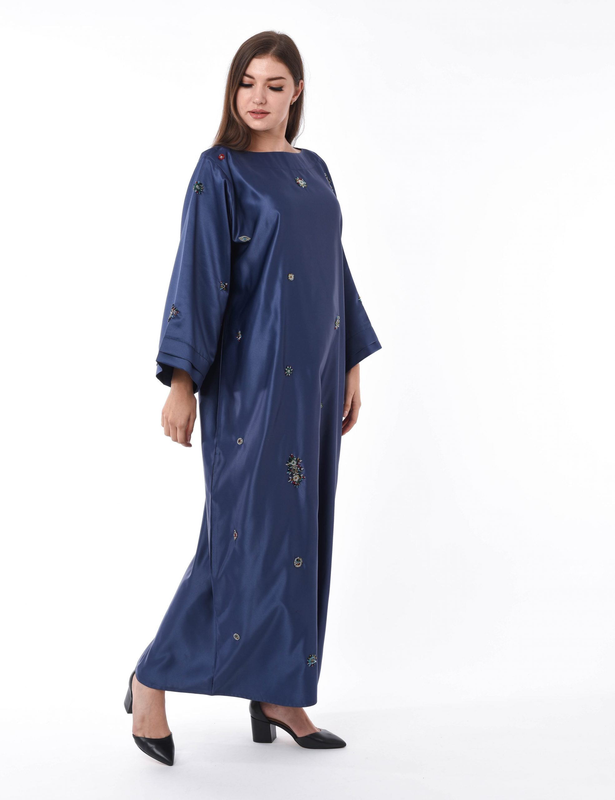 MOiSTREET Navy Kaftan with Hand Embroidery