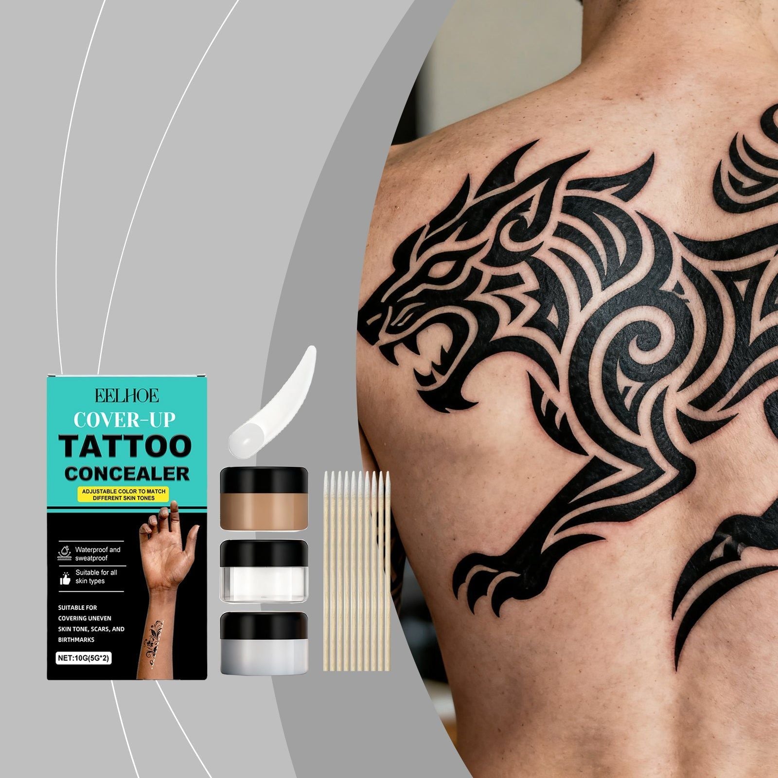 Best Tattoo Concealer Set, Cover Up Tattoos Instantly, Skin Match, Portable Makeup ,1set
