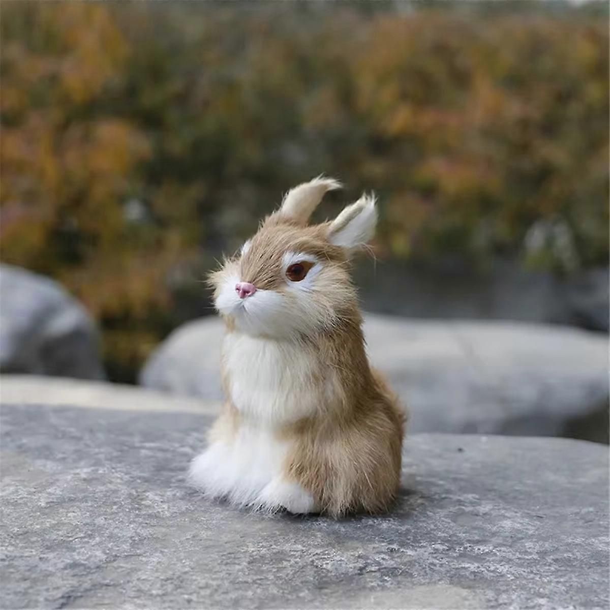 Realistic Faux Bunny Fur Model,Lifelike Animal Figurine, Grey