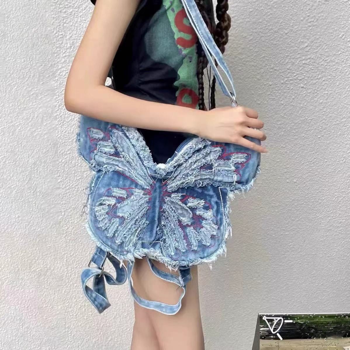 Women Butterfly Shoulder Bag Embroidery Backapck Casual Handbag