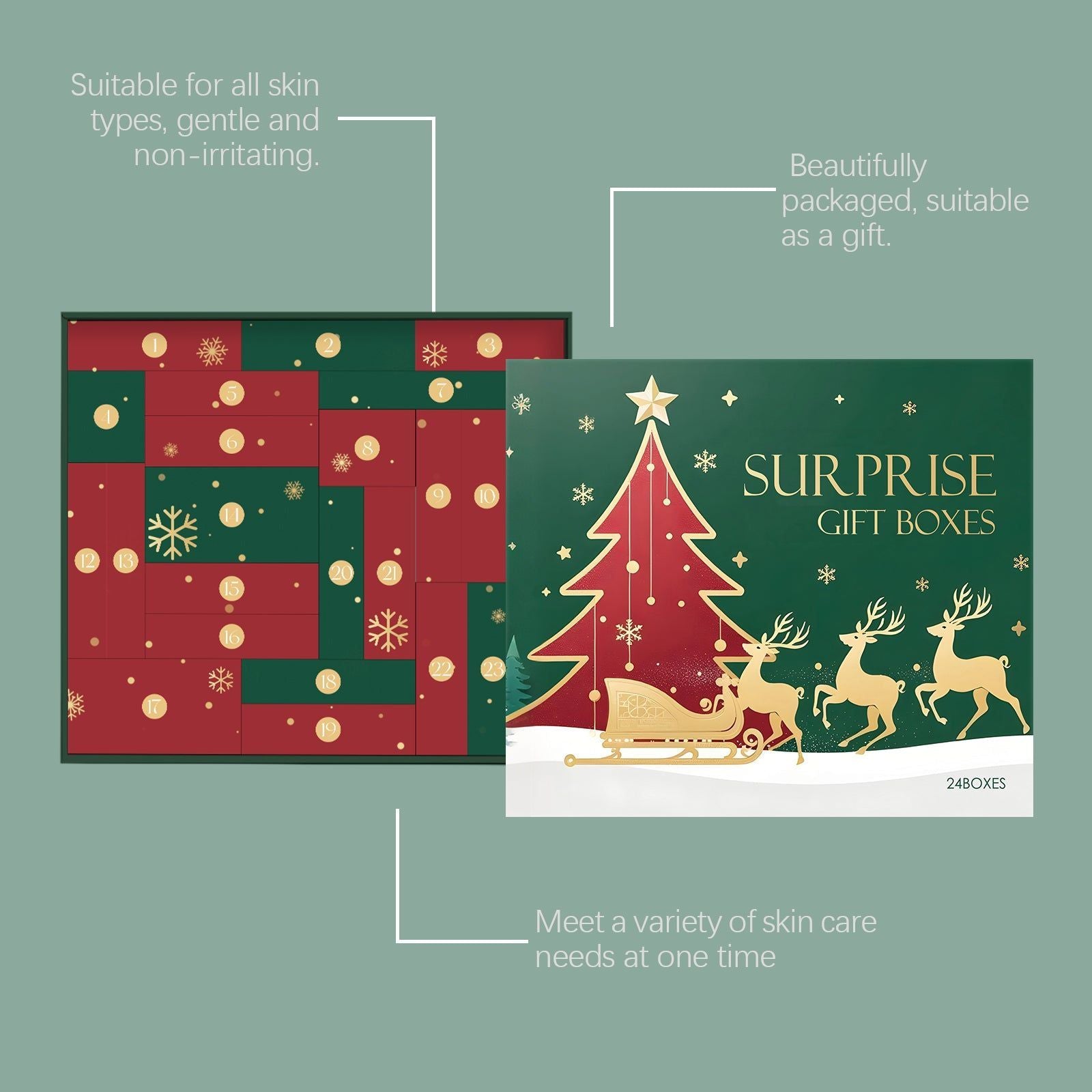 Christmas Beauty Surprise Blind Box, Skincare Gift Set, Moisturizing, Refreshing, Trendy, Gift Idea ,1 set