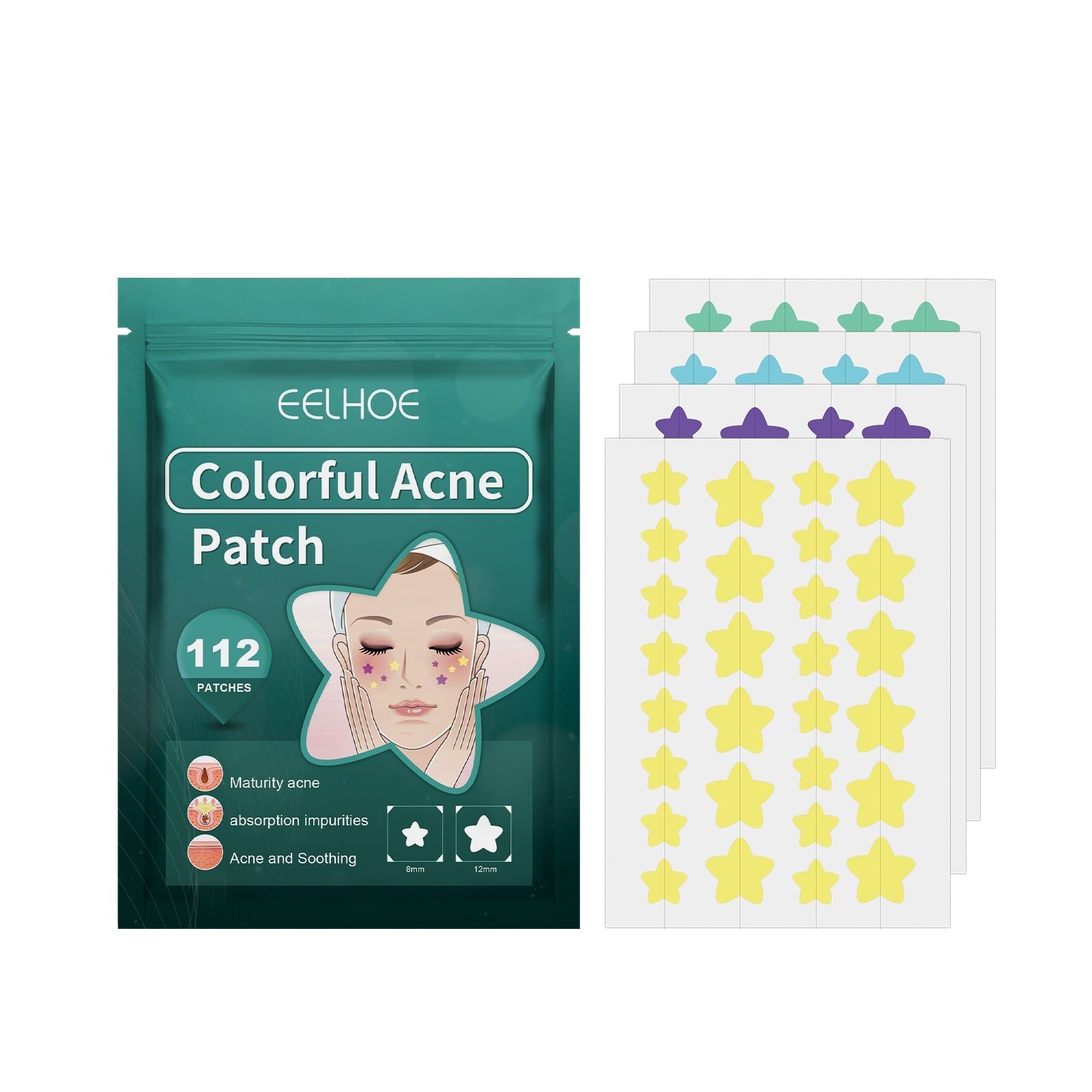 Cover Up Acne Fast, Clear Skin with Star Acne Patches, Gentle & Effective ,112pcs