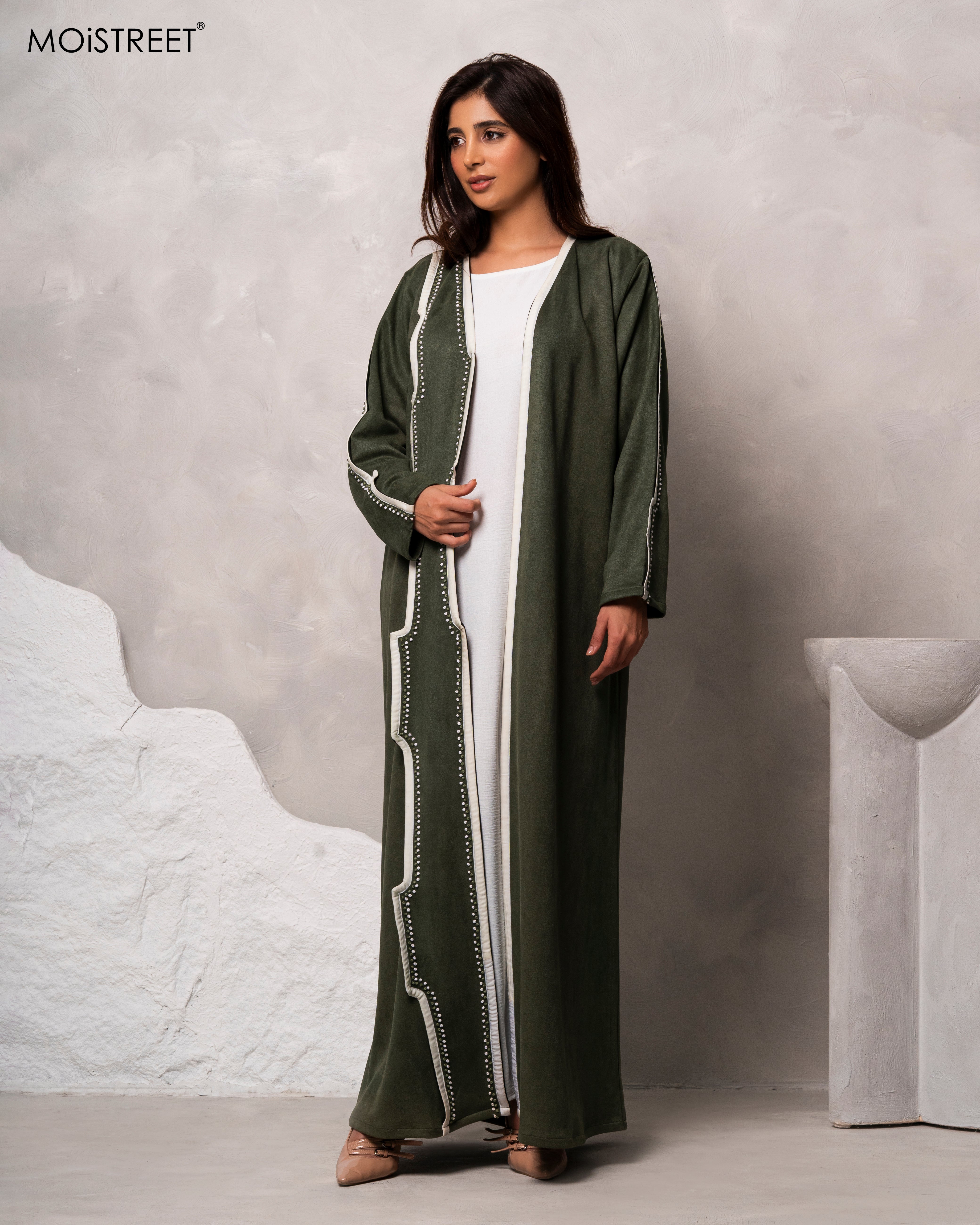 MOiSTREET Handmade Suede Shamua Abaya