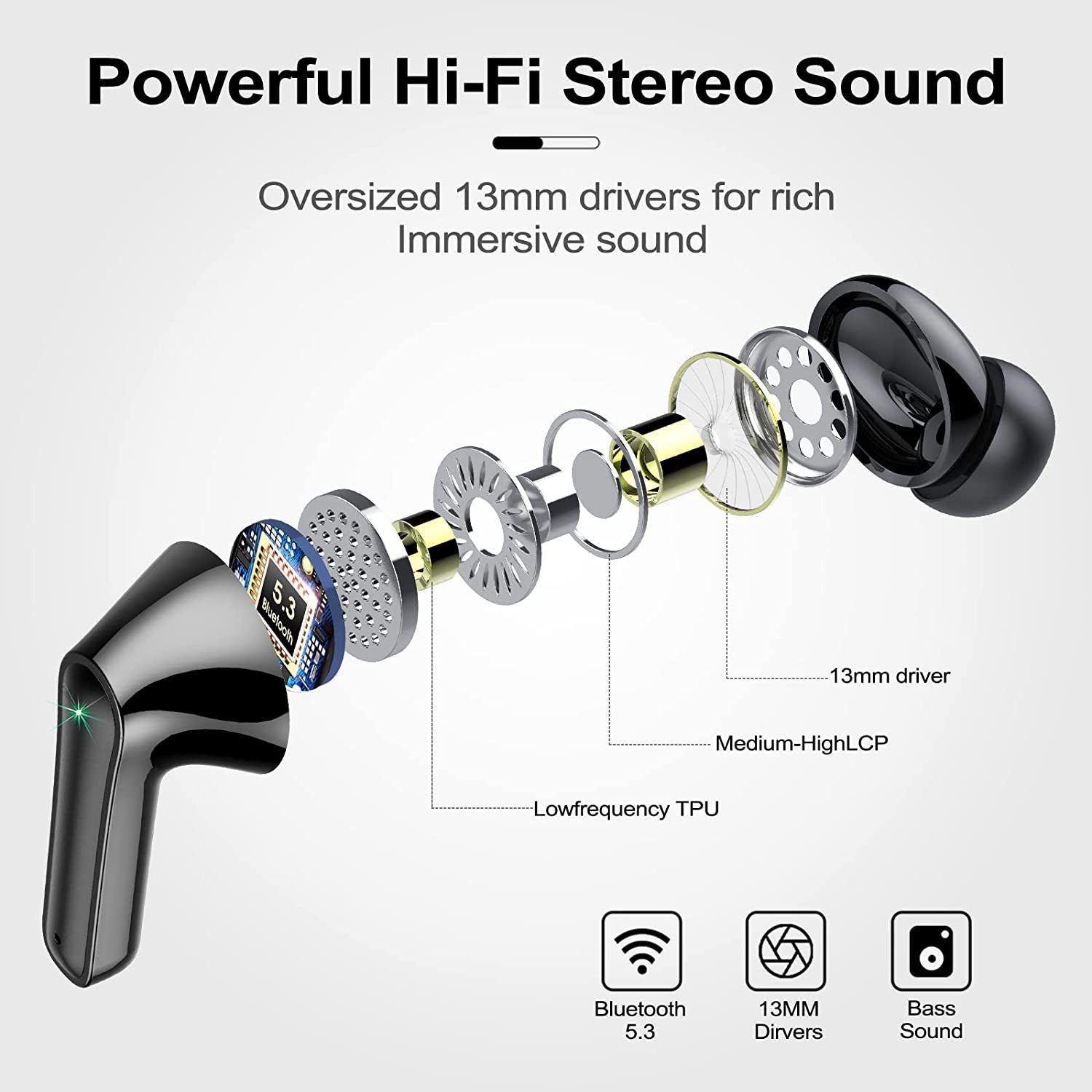 Wireless Earbuds Bluetooth Headphones Cordless in-Ear Earphones