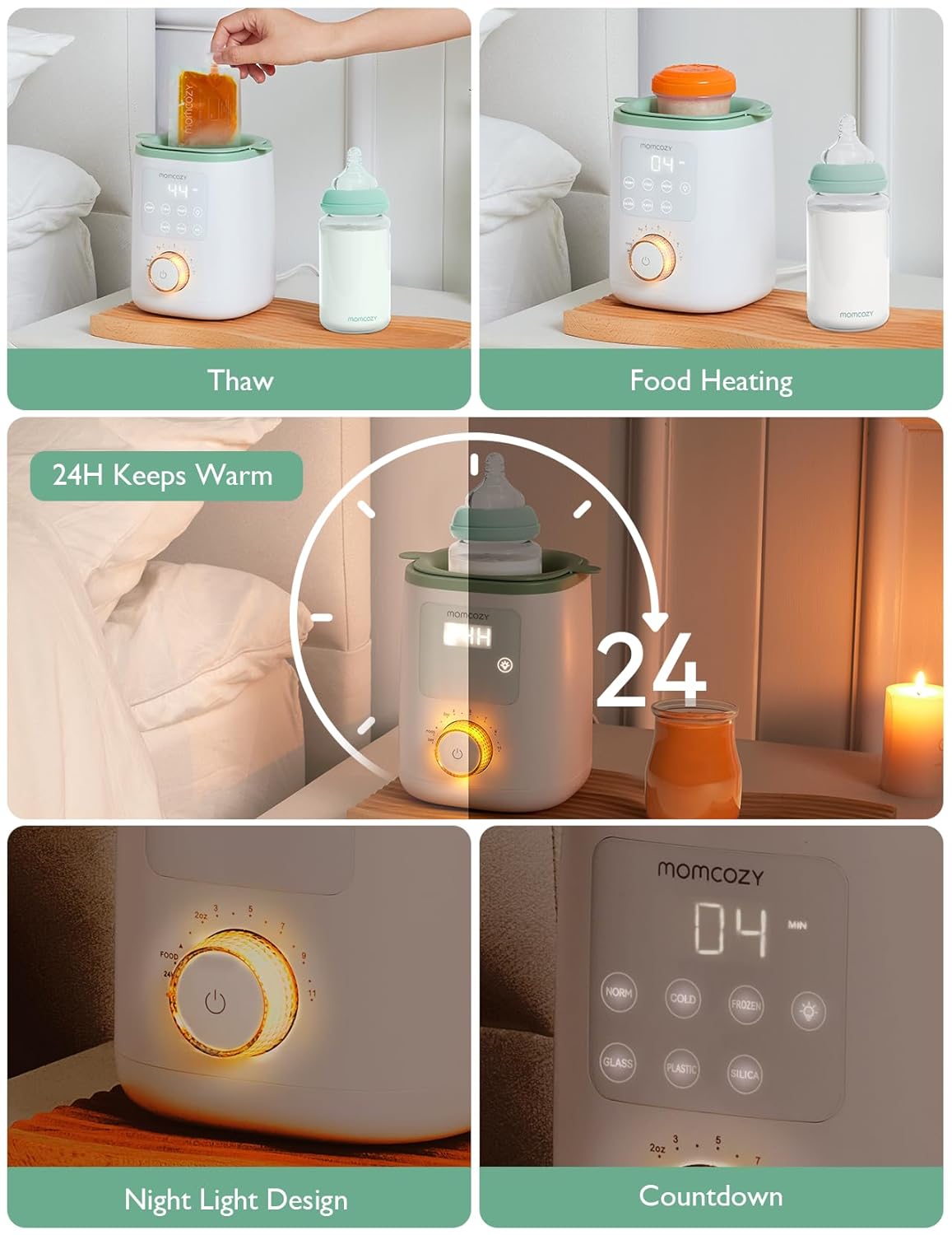 Momcozy - Nutri Smart Baby Bottle Warmer - White/Green