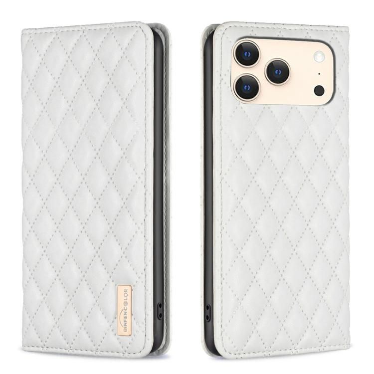 For iPhone 18 Pro Max / iPhone 17 Pro Max Diamond Lattice Magnetic Leather Flip Phone Case