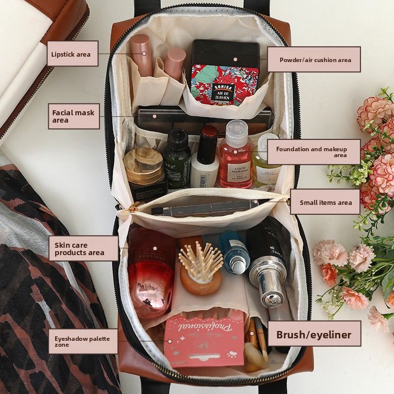 Large PU Leather Travel Makeup Bag