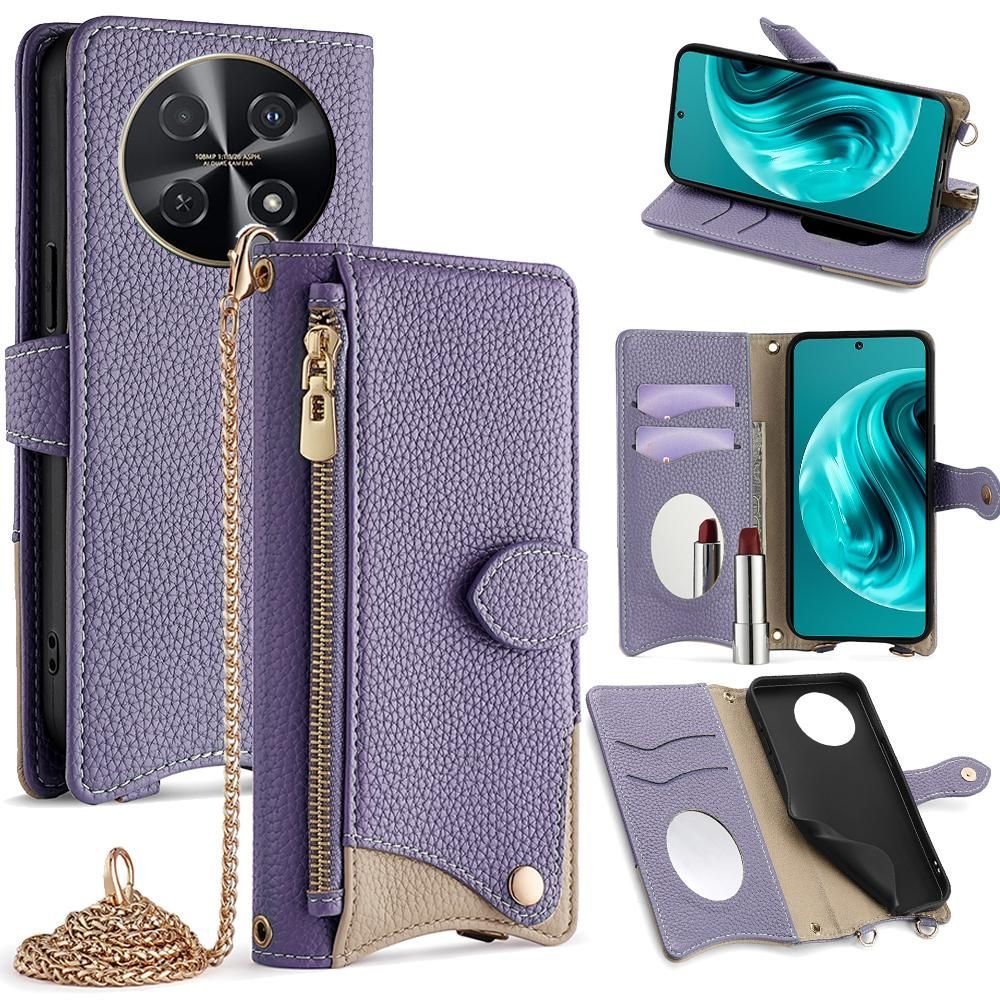 Litchi Leather Case For Huawei nova 12i / Enjoy 70 Pro