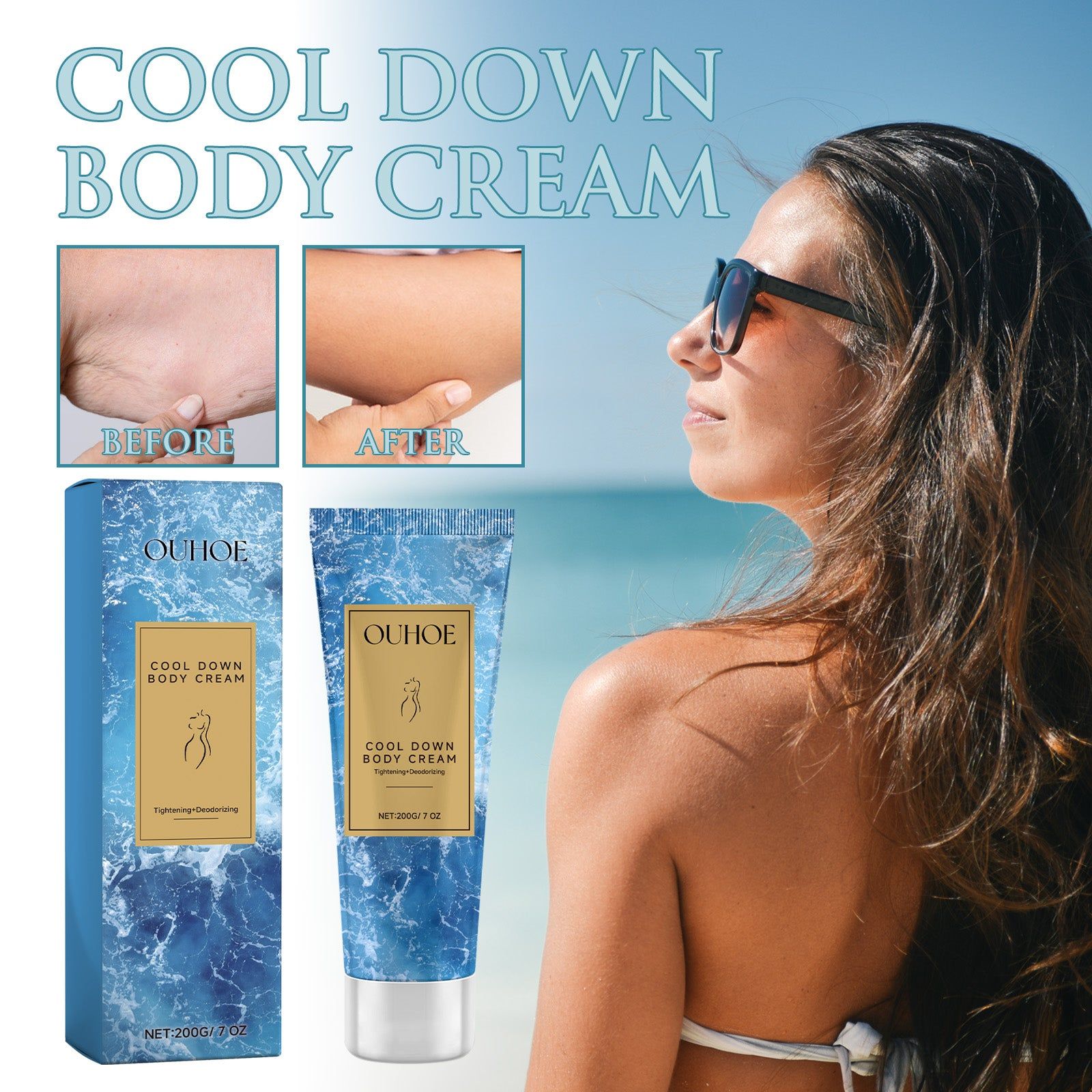 Cool Down Body Cream Moisturizes Skin, Hydrates, Relieves Sunburn, Refreshing, Fast Absorption ,200g