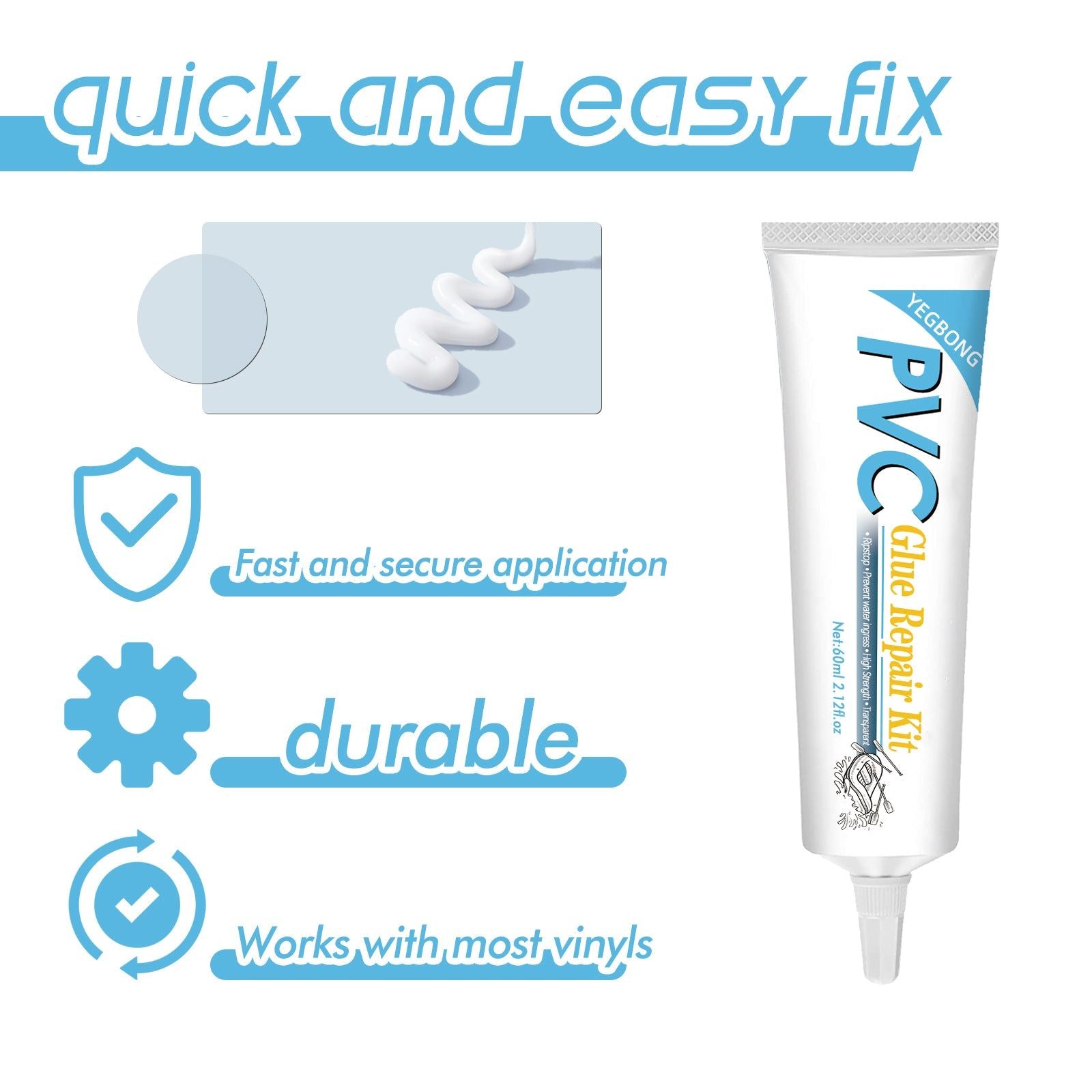 Pool Repair Kit, Fix Cracks Instantly, Waterproof Inflatable Repair Solution ,1set
