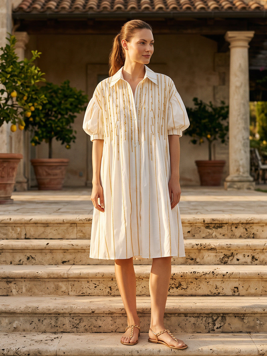 Tendresse Boutique White & Yellow Sequin Dress