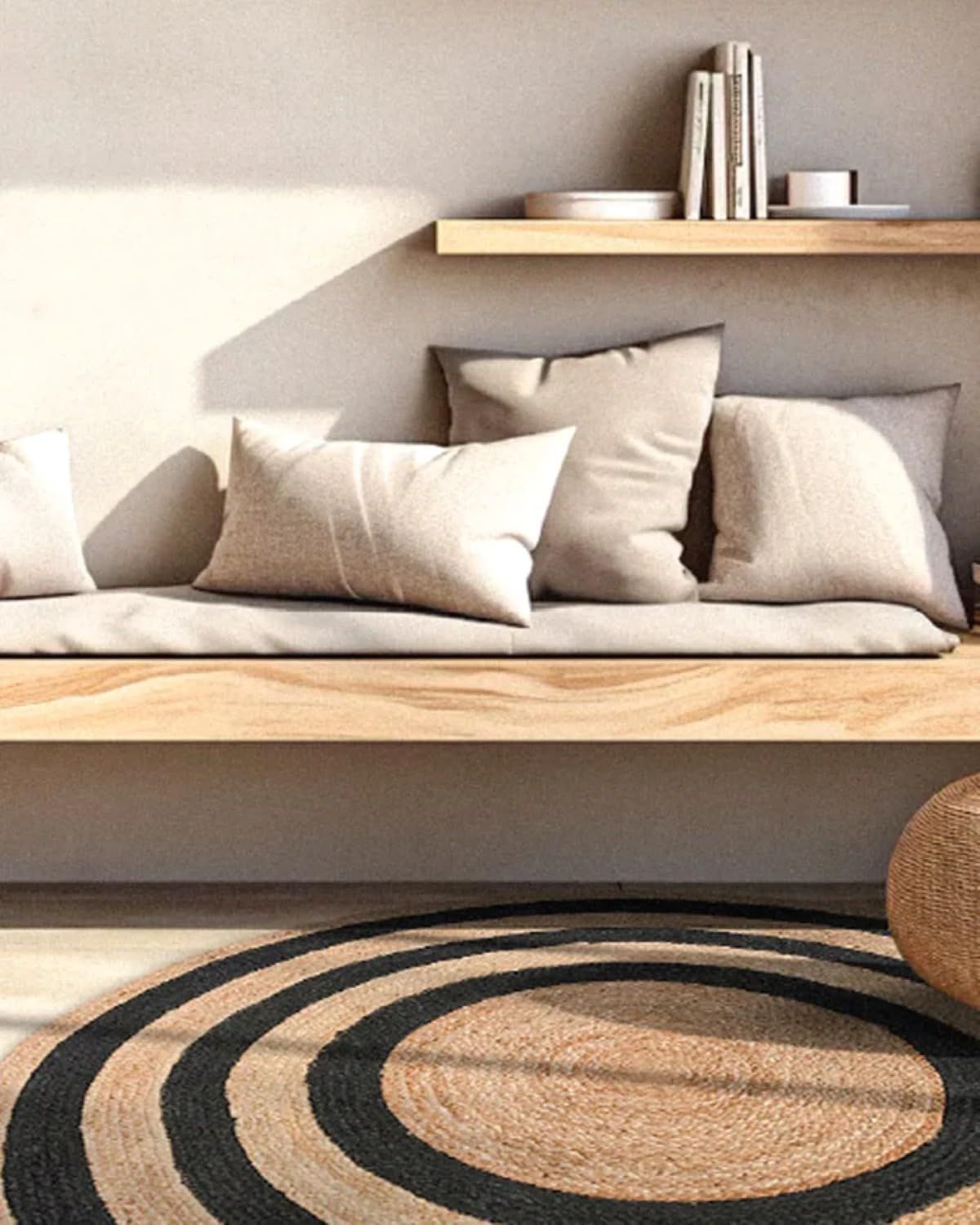 AIESY®  Beautiful Reversible Jute Round Rug