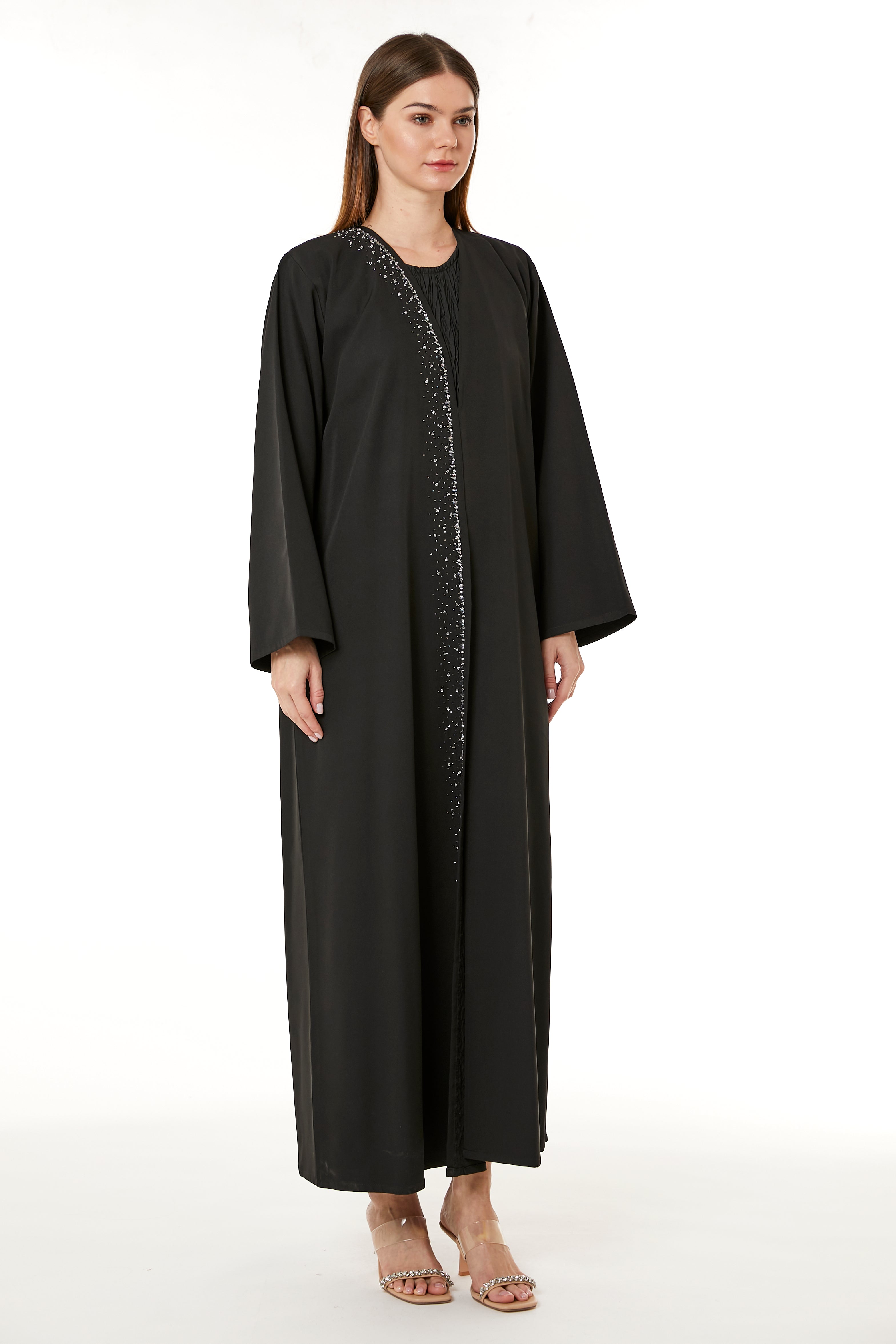 Black Barbie Crepe Hand Embellished Abaya