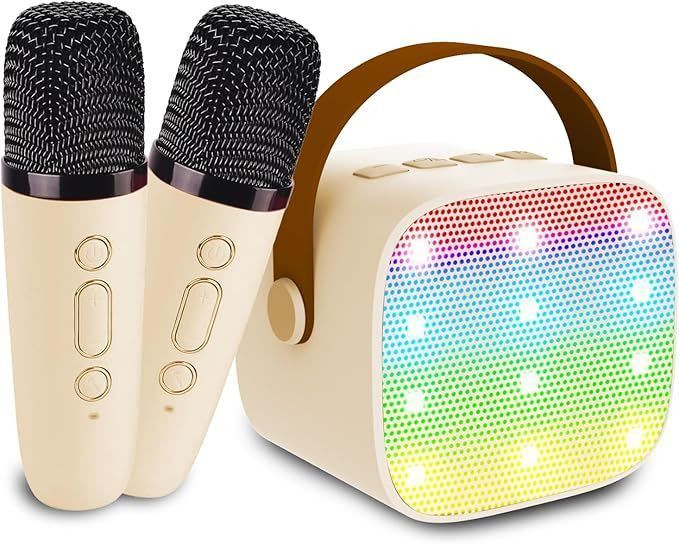 Mini Karaoke Machine With Portable Bluetooth Speaker 2 microphones Birthday Gifts for Kids