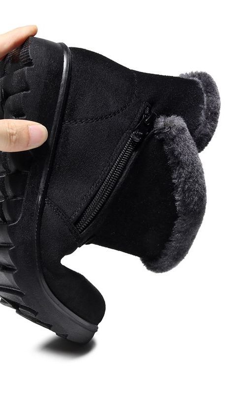 No-slip Winter Boots Zipper Solid Plush Warm Ankle for Women