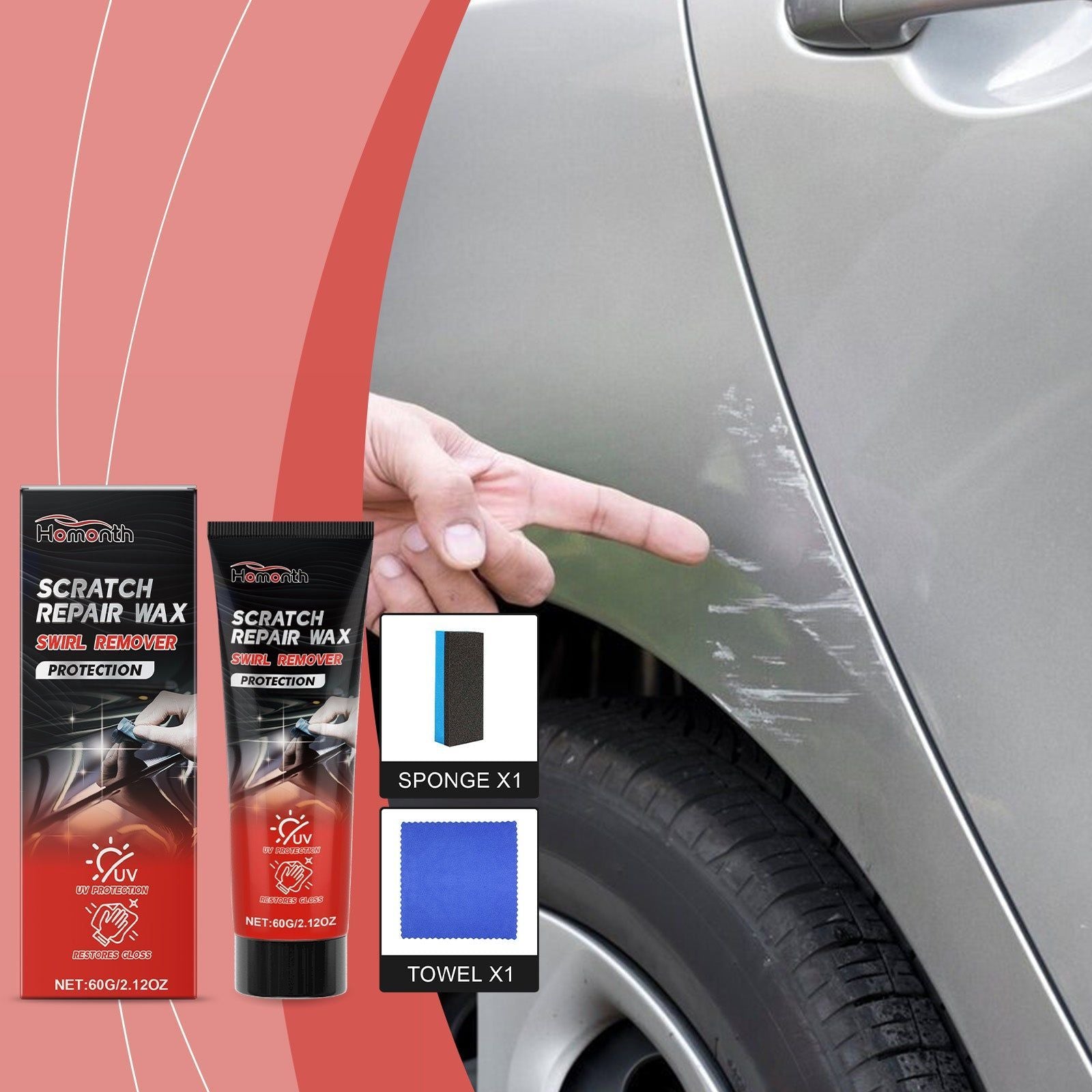 Car Scratch Repair Wax, Car Care, Quick Scratch Fix, Paint Polishing, Protective Finish ,1set