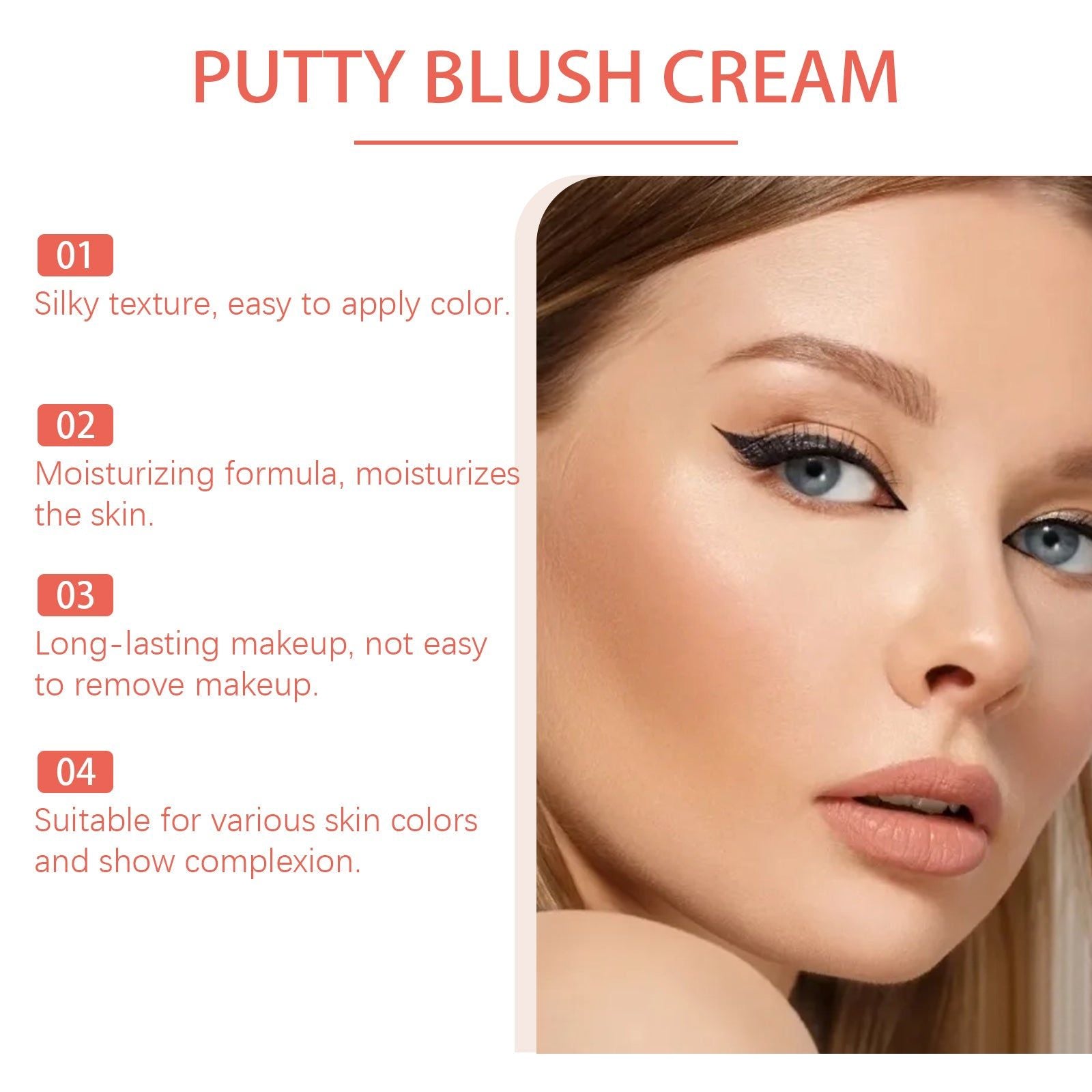 Blush Color Clay, Natural Red Face Makeup, Long-lasting, Soft Luster ,10g