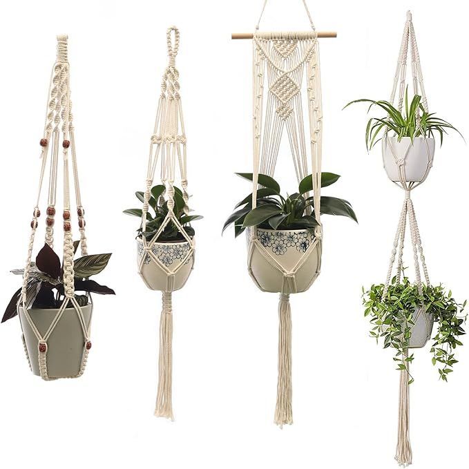 4pcs Macrame Plant Hangers Hanging Planter Basket Hanging Plant Holder