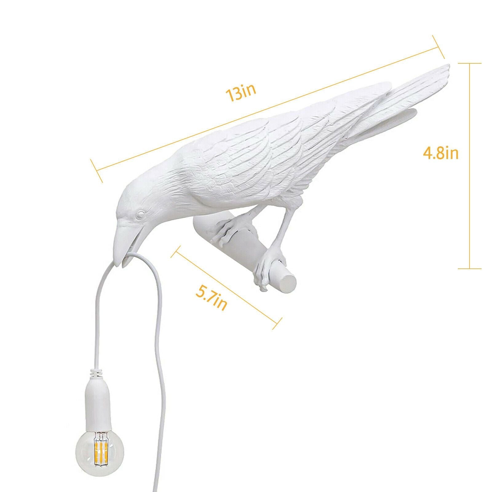 Bird Lamp Resin Crow LED Light Bedroom Wall Sconce Lamp Table Living Room Art Decoration