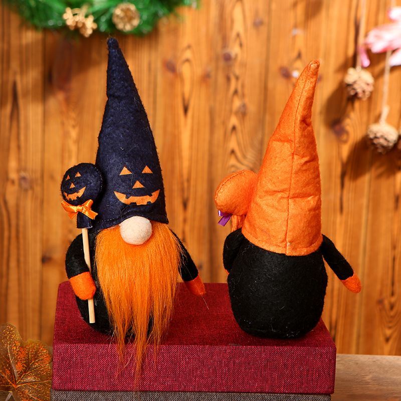 2pcs Halloween Plush Gnome Home Kitchen Decoration Lovely Handmade Holiday Gift Party Supplies