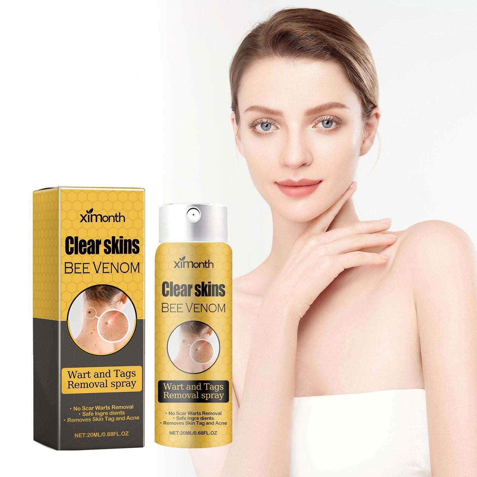 Bee Venom Wart Care Spray, Gentle Skin Tightening, Fast Mole Removal ,20ml