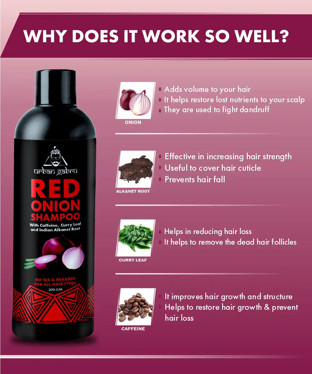 Urban Gabru Natural Onion shampoo for hair strengthening & hairfall control 200 gm