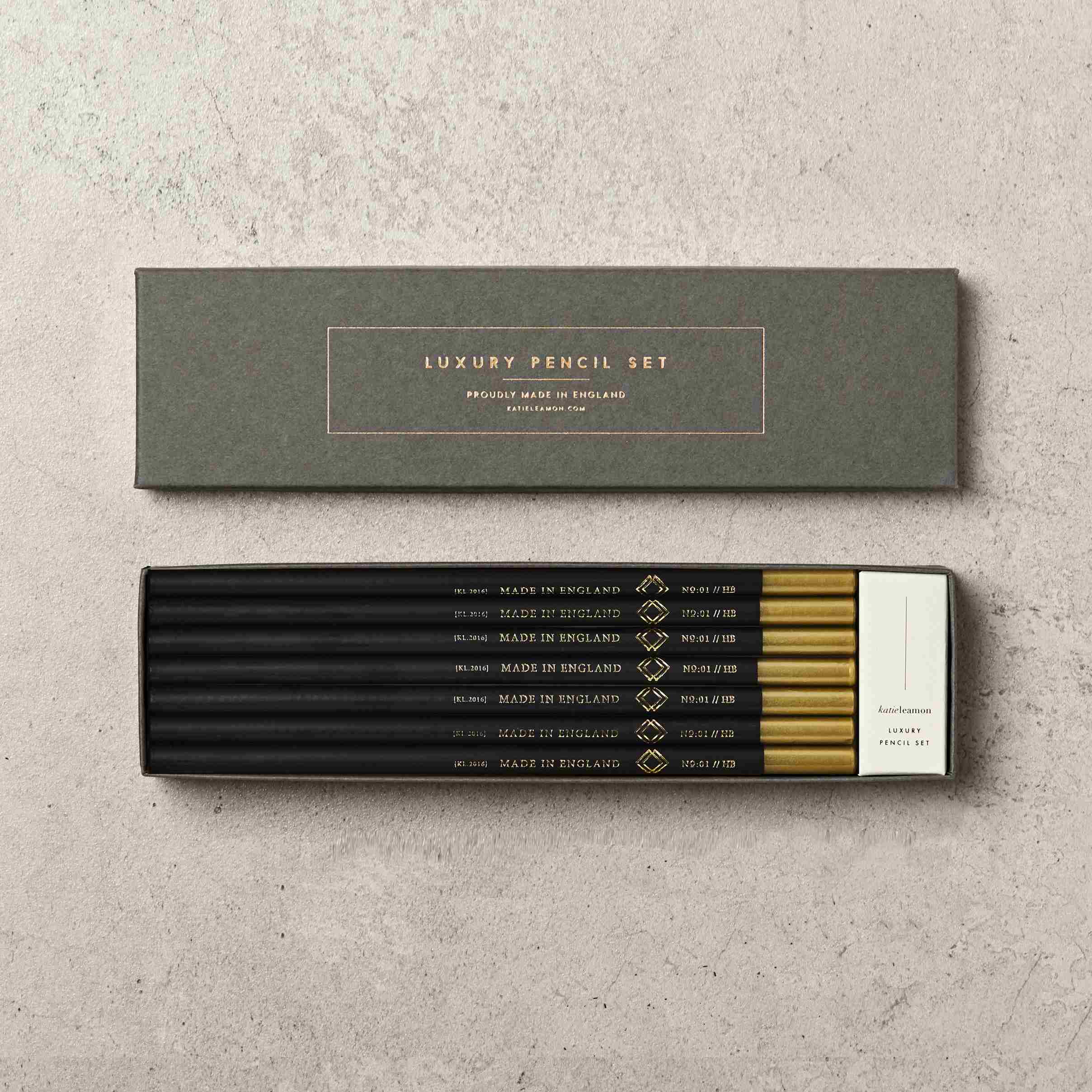 Katie Leamon Lay Flat Notebook in Rose & Forest black with Black Pencil Set