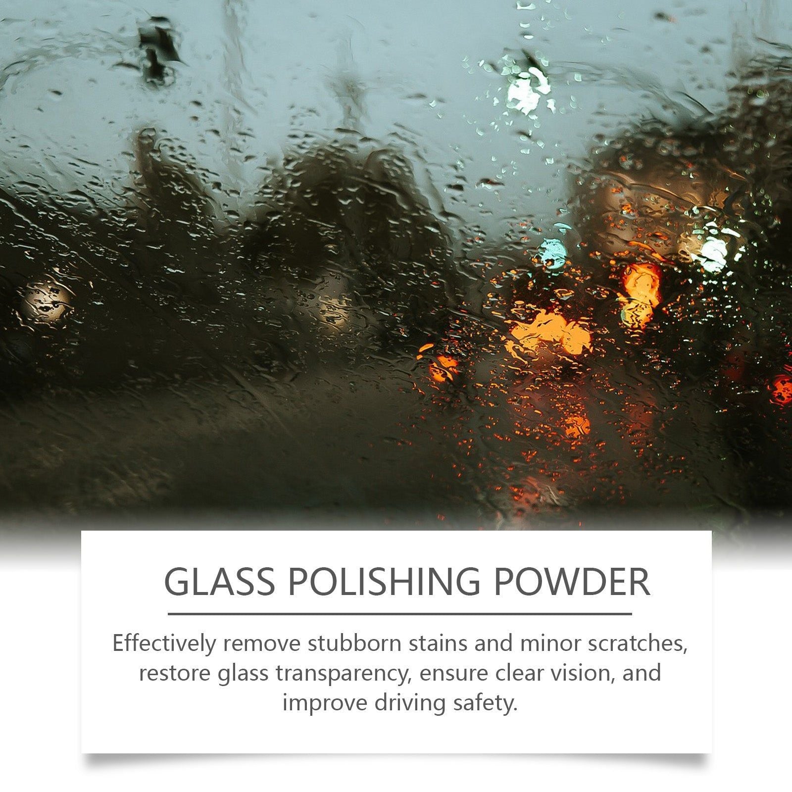 Car Glass Polishing Powder, Deep Cleaning and Decontamination for Crystal Clear Windshield ,1set