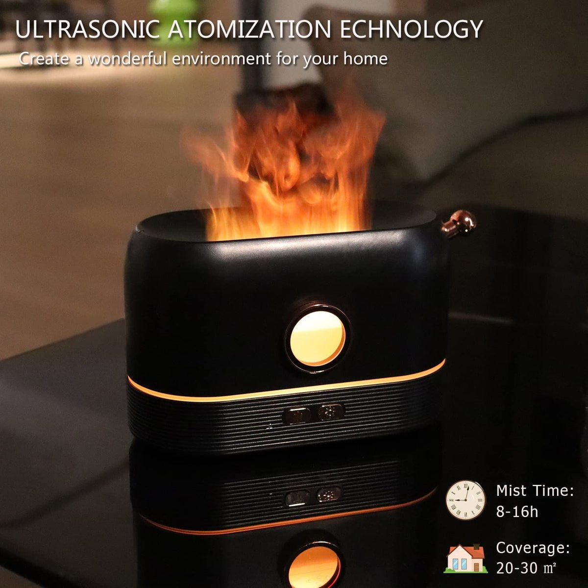 Aroma Diffuser For Essential Oils Color Changing Flame Air Humidifier For Home Office