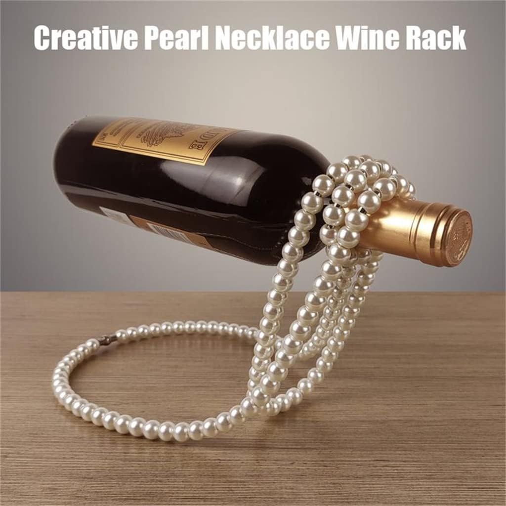 Pearl Necklace Shaped Floating Wine Bottle Holder Creative Metal Chain Wine Rack