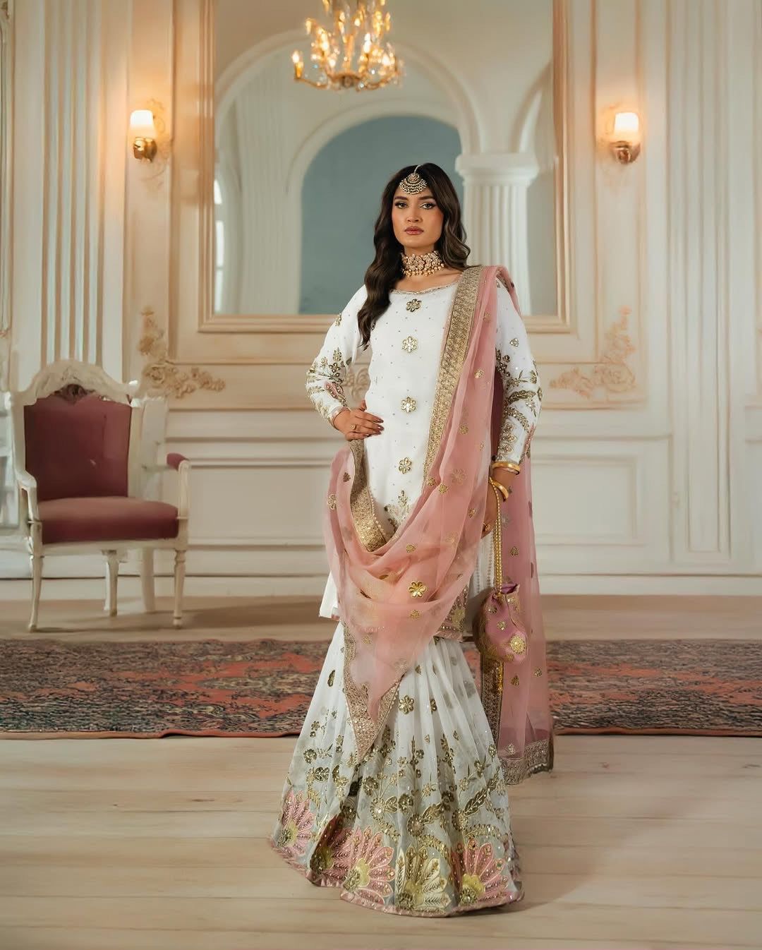 Fab Zone Heavy Embroidery Work With Dupatta And Top Plazzo Designer Party Wear Look