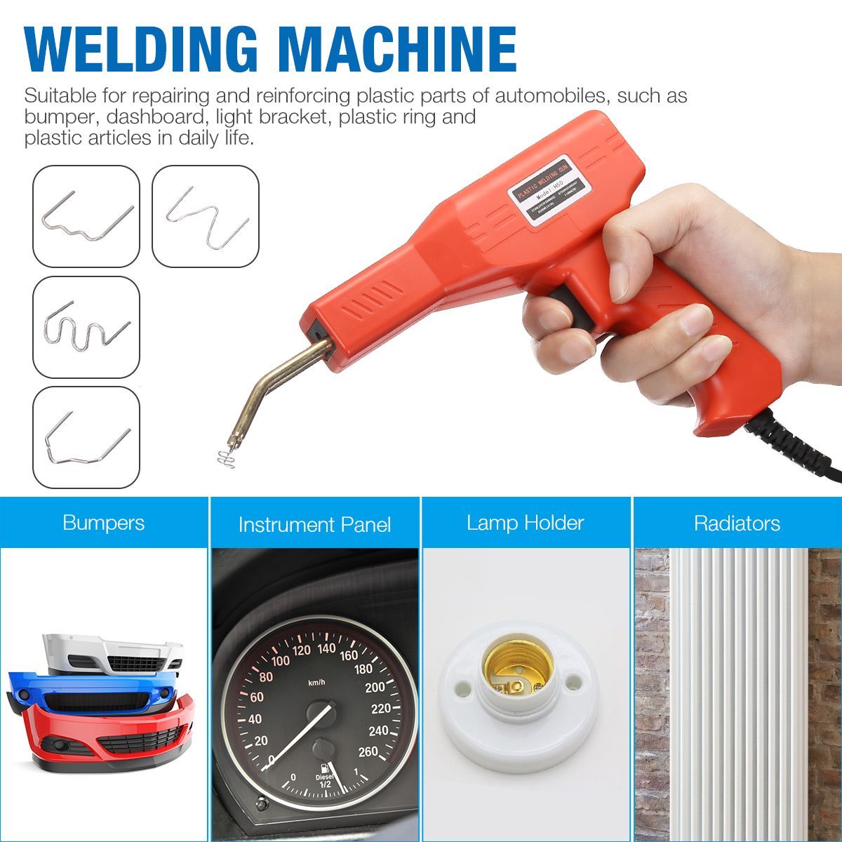 Plastic Welding Machine Car Bumper Repair Kit Hot Stapler Handheld Welder Garage Tools