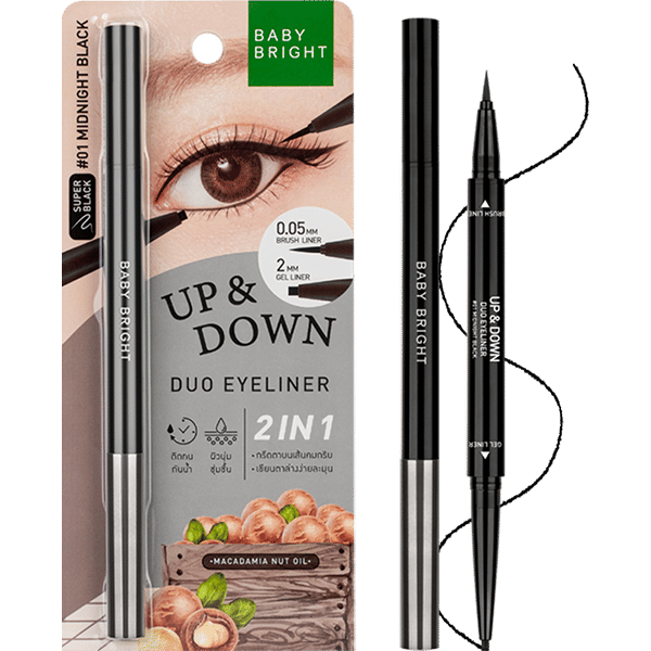 UP AND DOWN DUO EYELINER 0.1G+0.35G BABY BRIGHT (M) #01 MIDNIGHT BLACK