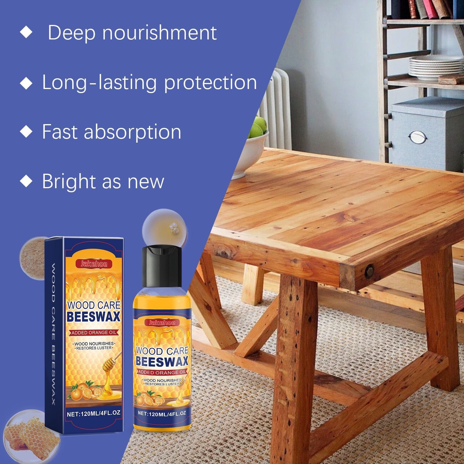 Beeswax Polish, Protective Wood Finish, Nourishes and Shines, Durable Spray ,120ml