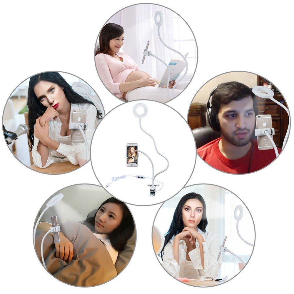 Selfie Ring Light Phone Holder Flexible Arm Stand Gooseneck Mount Live Streaming Bracket