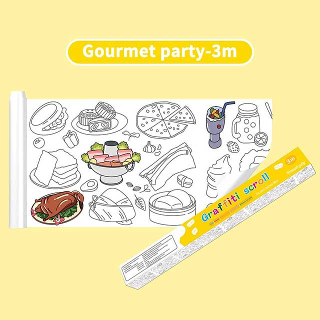 3 Meters Color Drawing Kids Paper Sticker Roll – Creative Themed Stickers for Arts & Crafts (300cm x 38cm)