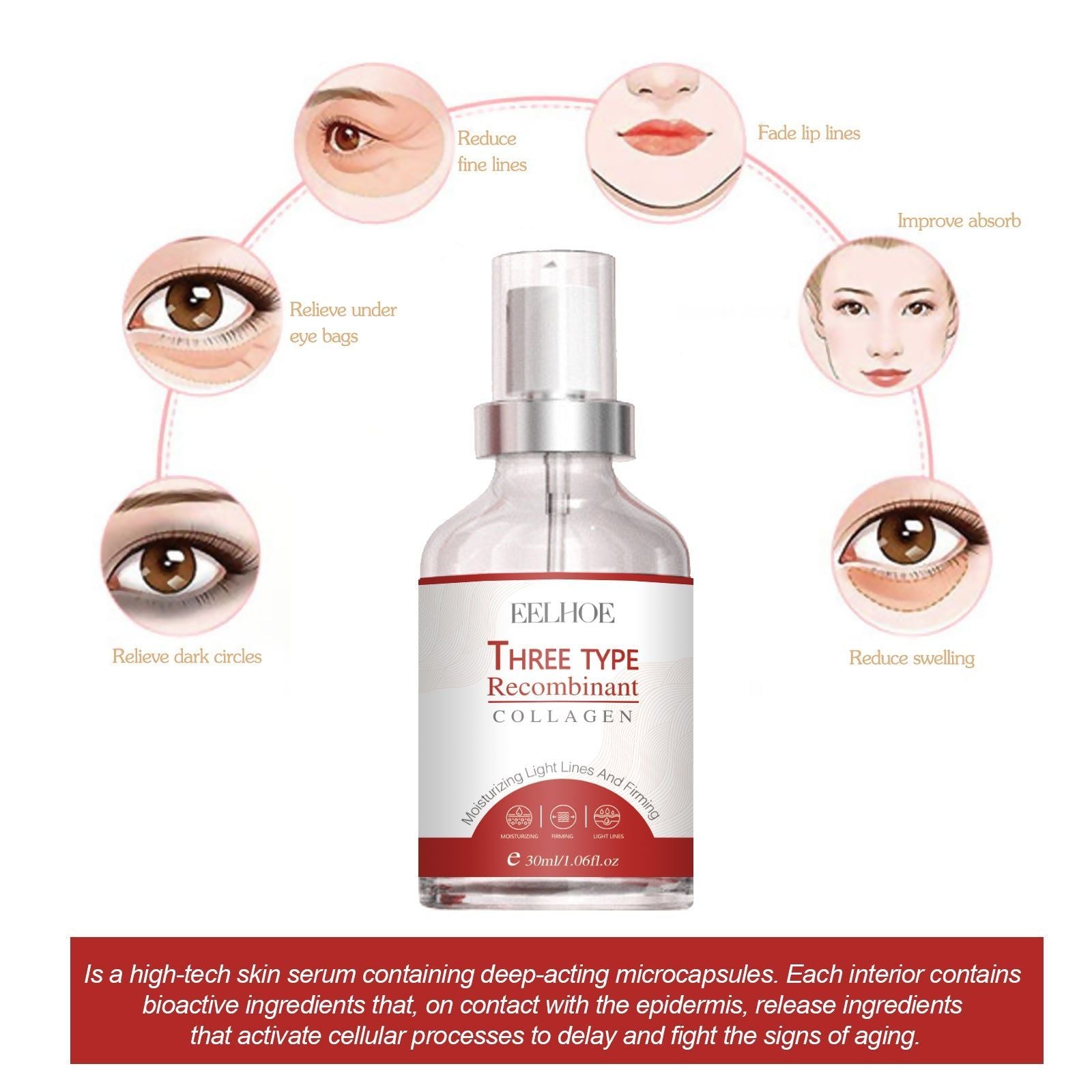 Collagen Serum, Deeply Moisturizes, Fights Fine Lines, Tightens Skin, Anti-Aging ,30ml